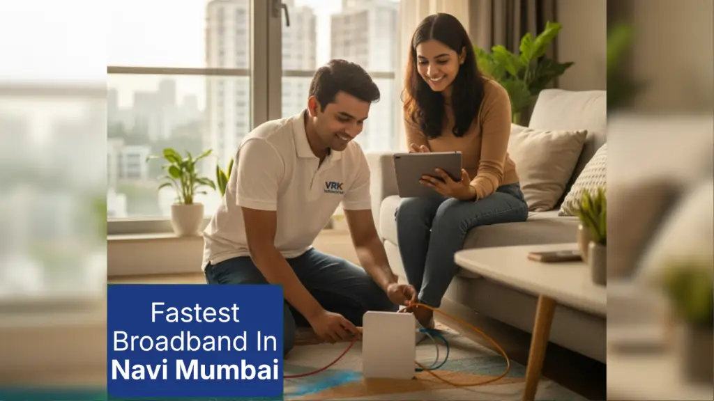 VRK Networks presenting high-speed fiber broadband solutions at Broadband Nation Expo 2025 in Navi Mumbai.