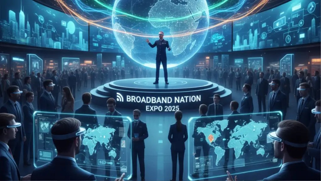 VRK Networks presenting high-speed fiber broadband solutions at Broadband Nation Expo 2025 in Navi Mumbai.